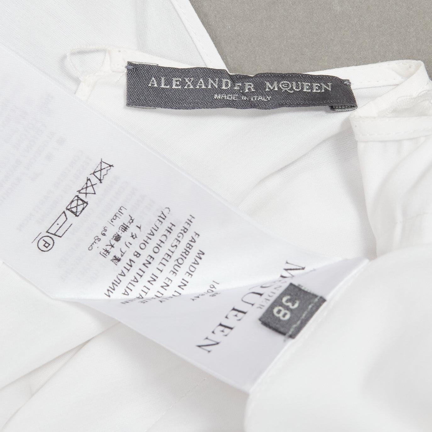 ALEXANDER MCQUEEN white cotton asymmetric ruffle high low hem tunic top IT38 XS For Sale 4