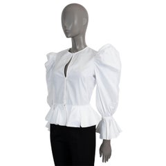 Alexander McQueen white cotton BALLOON SLEEVE PEPLUM Blouse Shirt 40 S