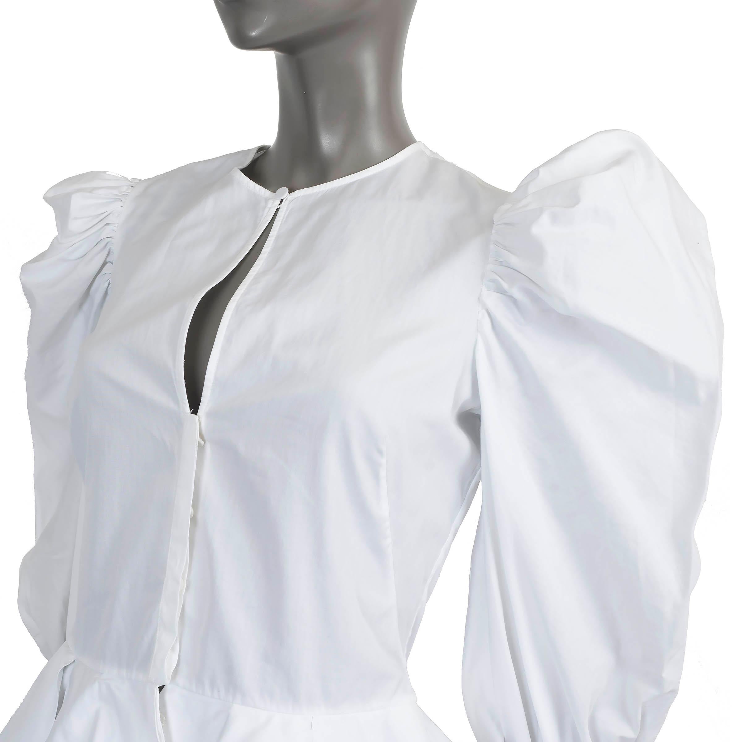 Women's Alexander McQueen white cotton BALLOON SLEEVE PEPLUM Blouse Shirt 40 S For Sale