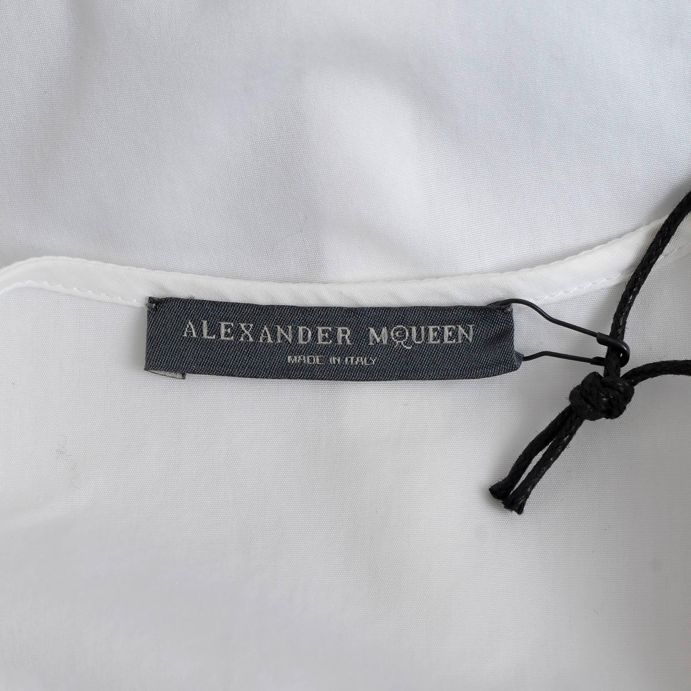 Alexander McQueen white cotton BALLOON SLEEVE PEPLUM Blouse Shirt 40 S For Sale 1