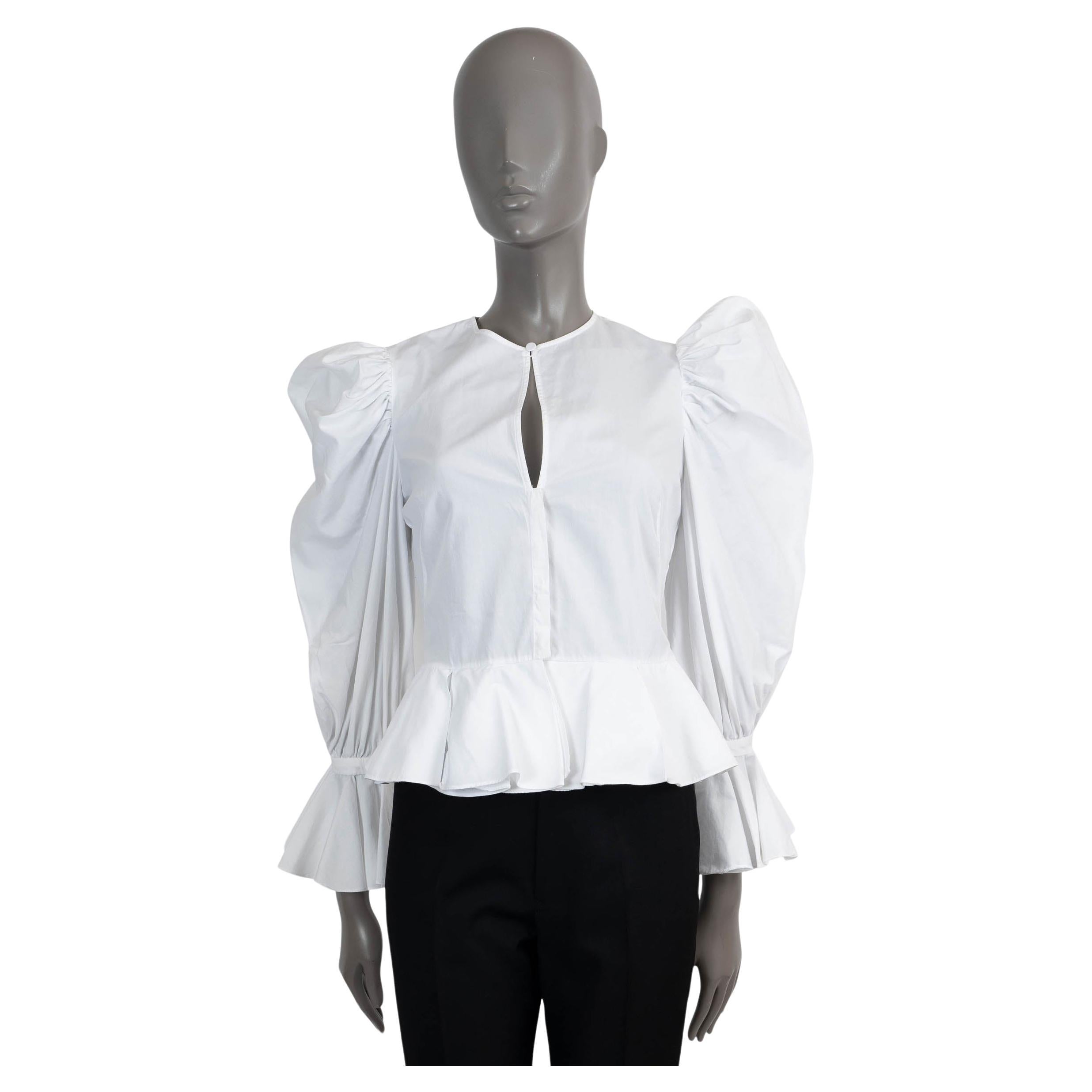 Alexander McQueen camicia in cotone bianco BALLOON SLEEVE PEPLUM Camicia 40 S.