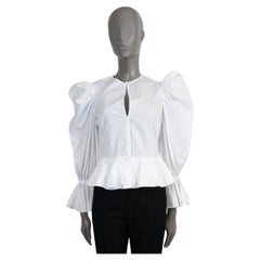 Alexander McQueen white cotton BALLOON SLEEVE PEPLUM Blouse Shirt 40 S