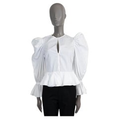 Alexander McQueen Weißes Baumwollhemd BALLOON SLEEVE PEPLUM aus weißer Baumwolle 40 S