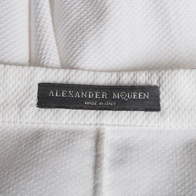 Gray Alexander McQueen white cotton BOW EMBELLISHED CUFF Blouse Shirt S For Sale
