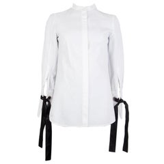 Alexander McQueen white cotton BOW EMBELLISHED CUFF Blouse Shirt S