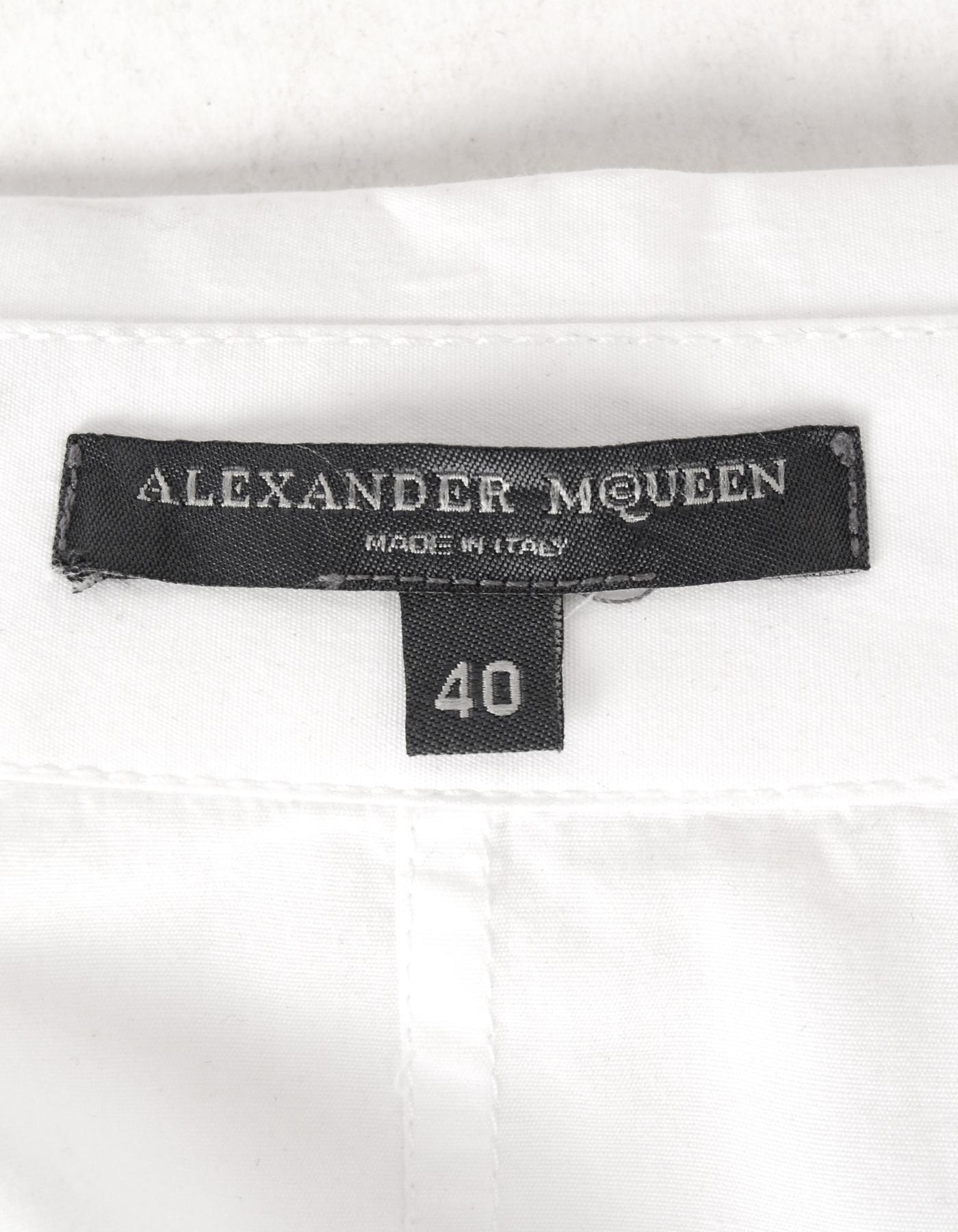 Women's Alexander McQueen White Cotton Button Down Longsleeve Blouse Sz 40