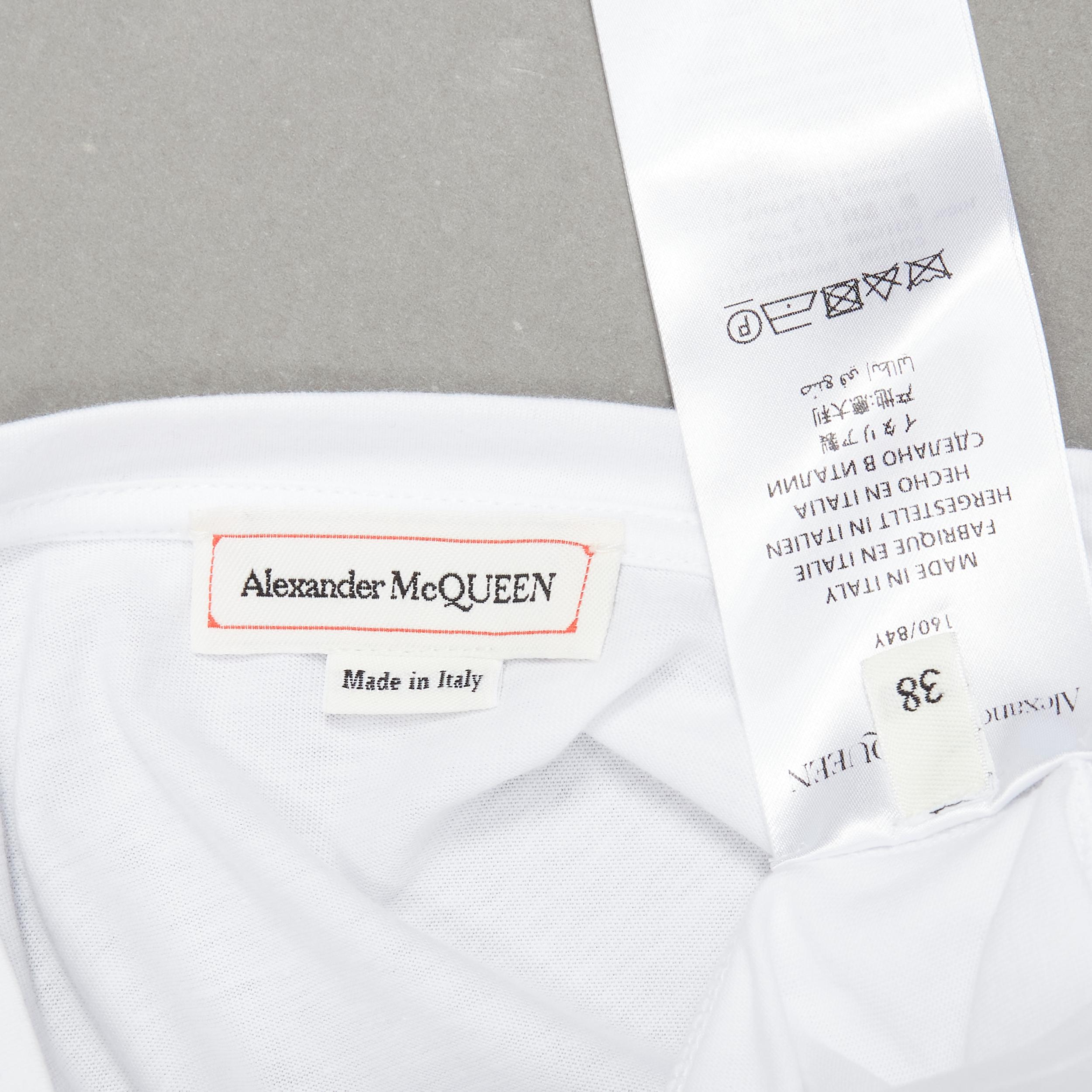 ALEXANDER MCQUEEN white cotton cold shoulder puff sleeve peplum tshirt IT38 XS For Sale 4