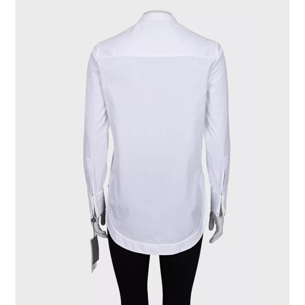 Grigio Alexander McQueen White - Camicia con logo ricamato in cotone - S. in vendita