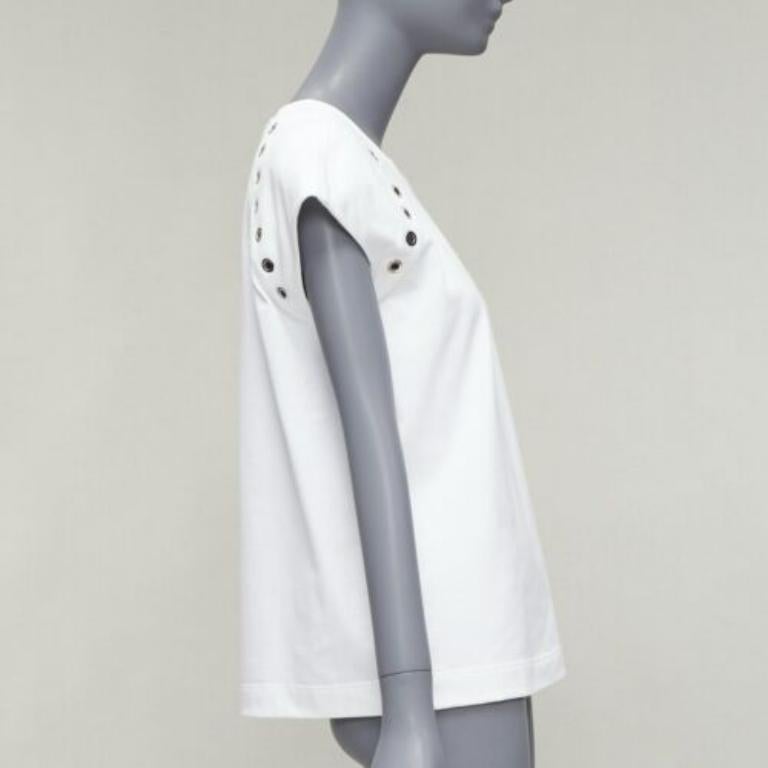 ALEXANDER MCQUEEN detalle ojal de algodón blanco  top de manga larga con tachuelas  IT38 XS en Excelente estado para la venta en Hong Kong, NT