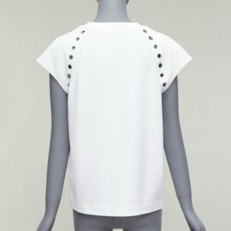 De las mujeres ALEXANDER MCQUEEN detalle ojal de algodón blanco  top de manga larga con tachuelas  IT38 XS en venta