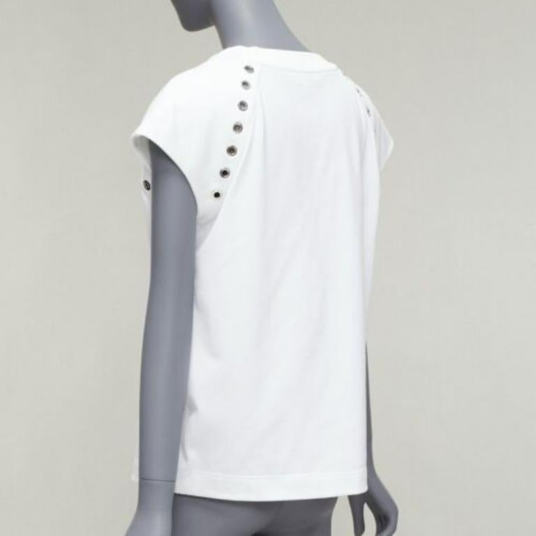 ALEXANDER MCQUEEN detalle ojal de algodón blanco  top de manga larga con tachuelas  IT38 XS en venta 1