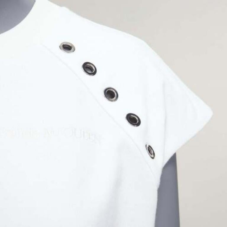 ALEXANDER MCQUEEN detalle ojal de algodón blanco  top de manga larga con tachuelas  IT38 XS en venta 2