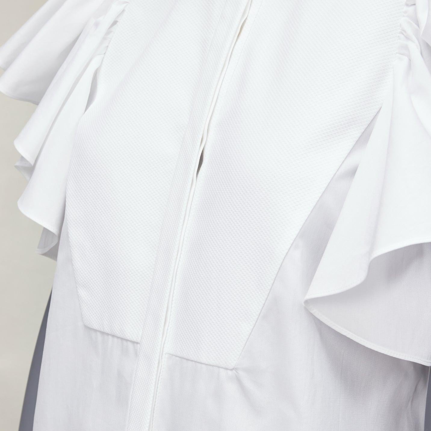 Gris ALEXANDER MCQUEEN - Chemise tunique blanche à manches en coton et col mandarin IT38 XS en vente