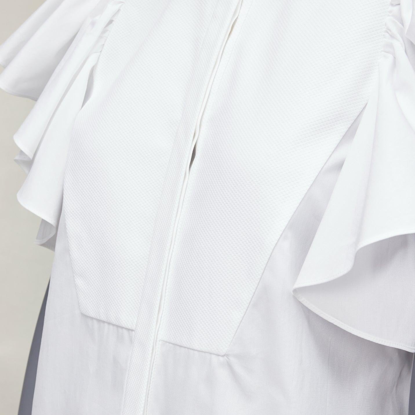 ALEXANDER MCQUEEN - Chemise tunique blanche à manches en coton et col mandarin IT38 XS Bon état - En vente à Hong Kong, NT
