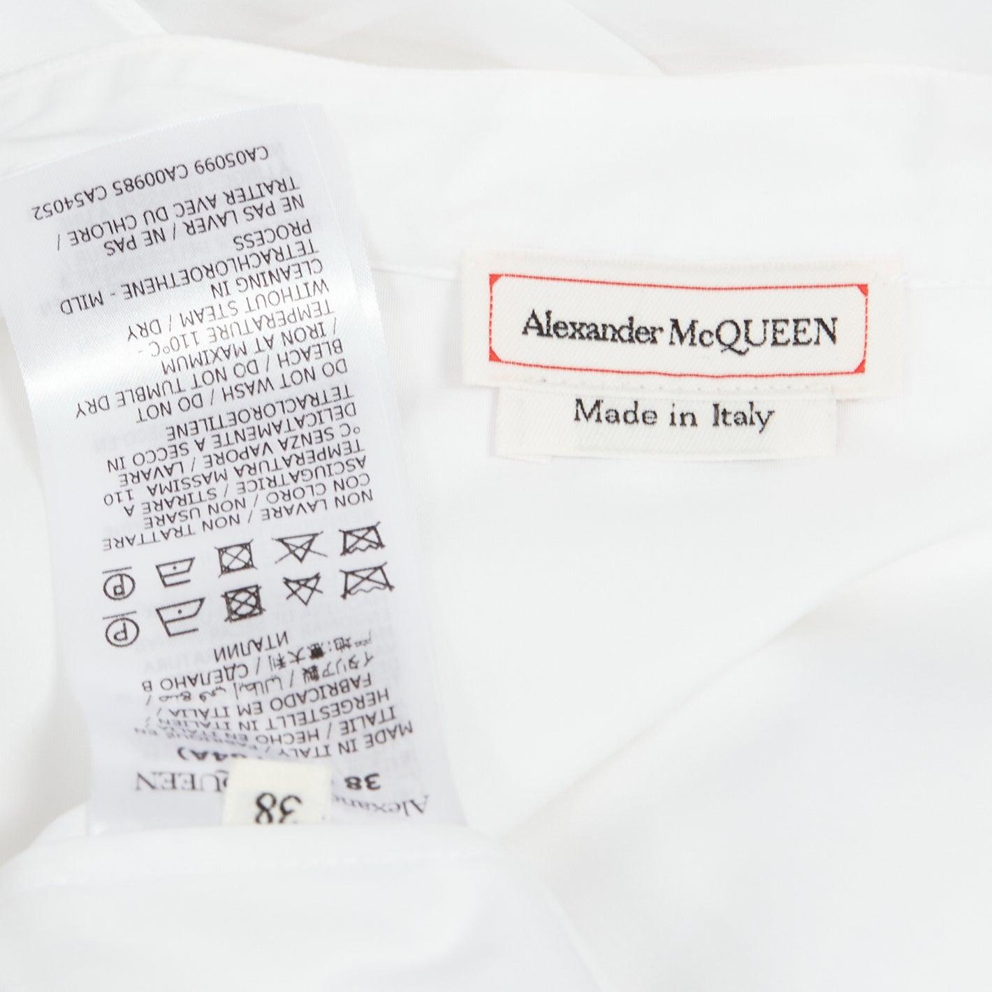 ALEXANDER MCQUEEN white cotton frill sleeve mandarin neck tunic shirt IT38 XS For Sale 5