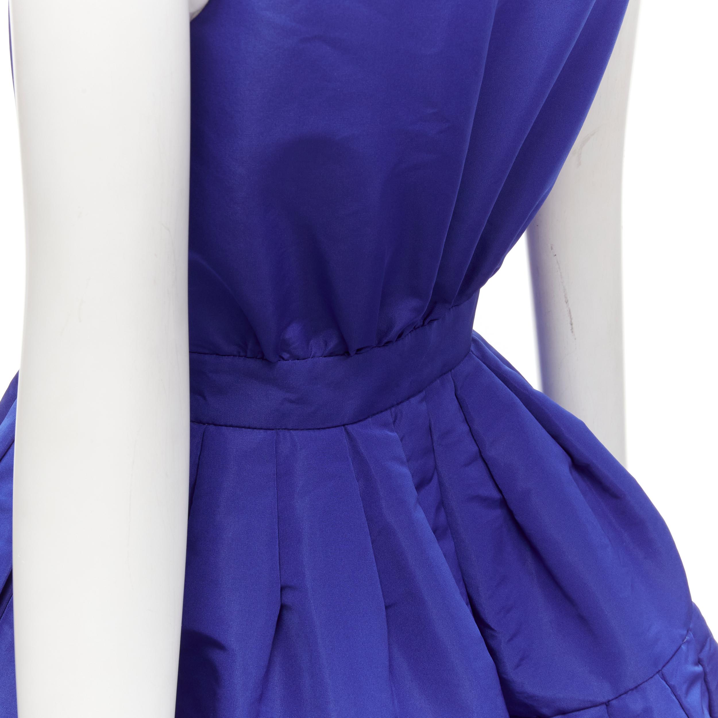 ALEXANDER MCQUEEN white cotton padded sleeveless blue taffeta dress IT38 XS 5