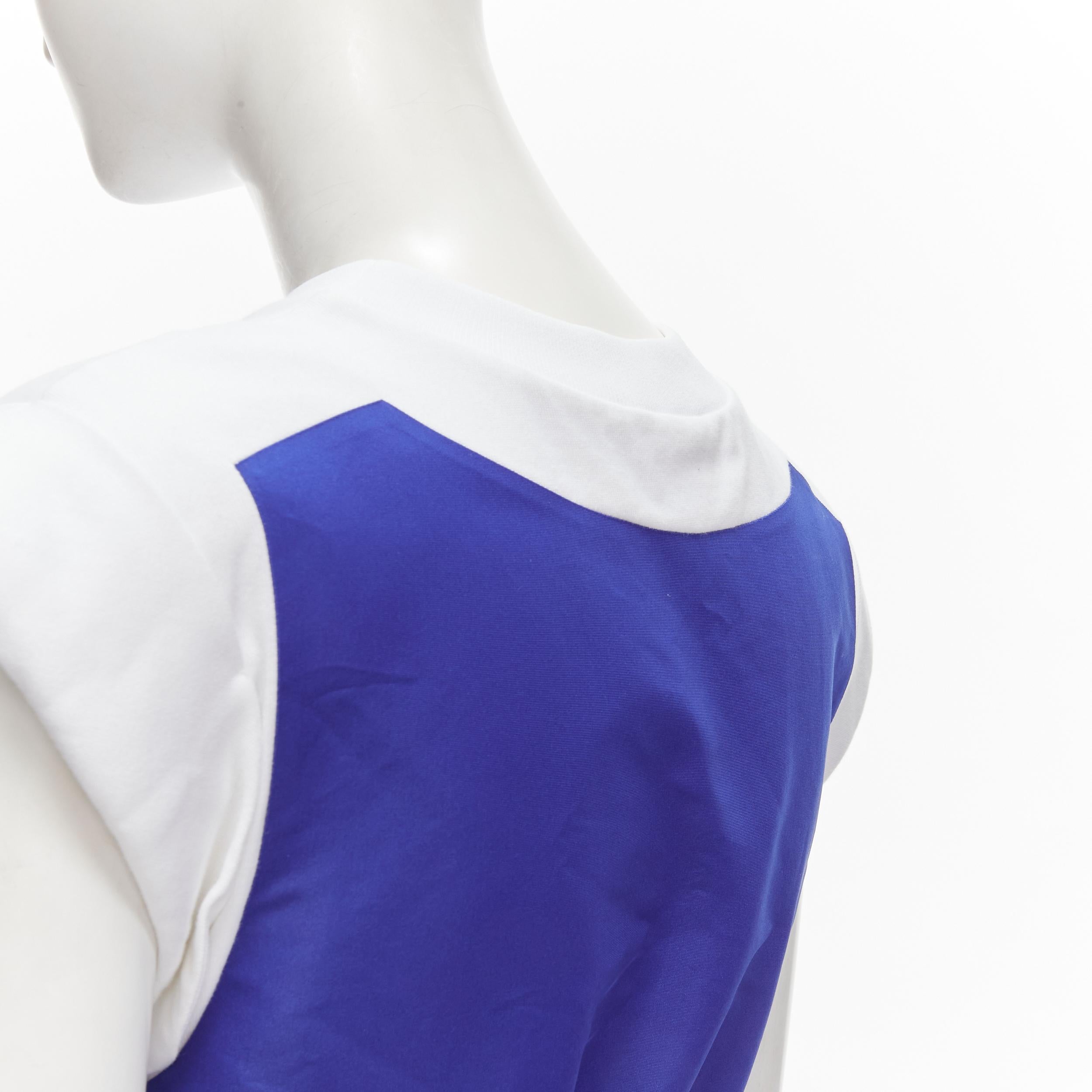 ALEXANDER MCQUEEN white cotton padded sleeveless blue taffeta dress IT38 XS 2