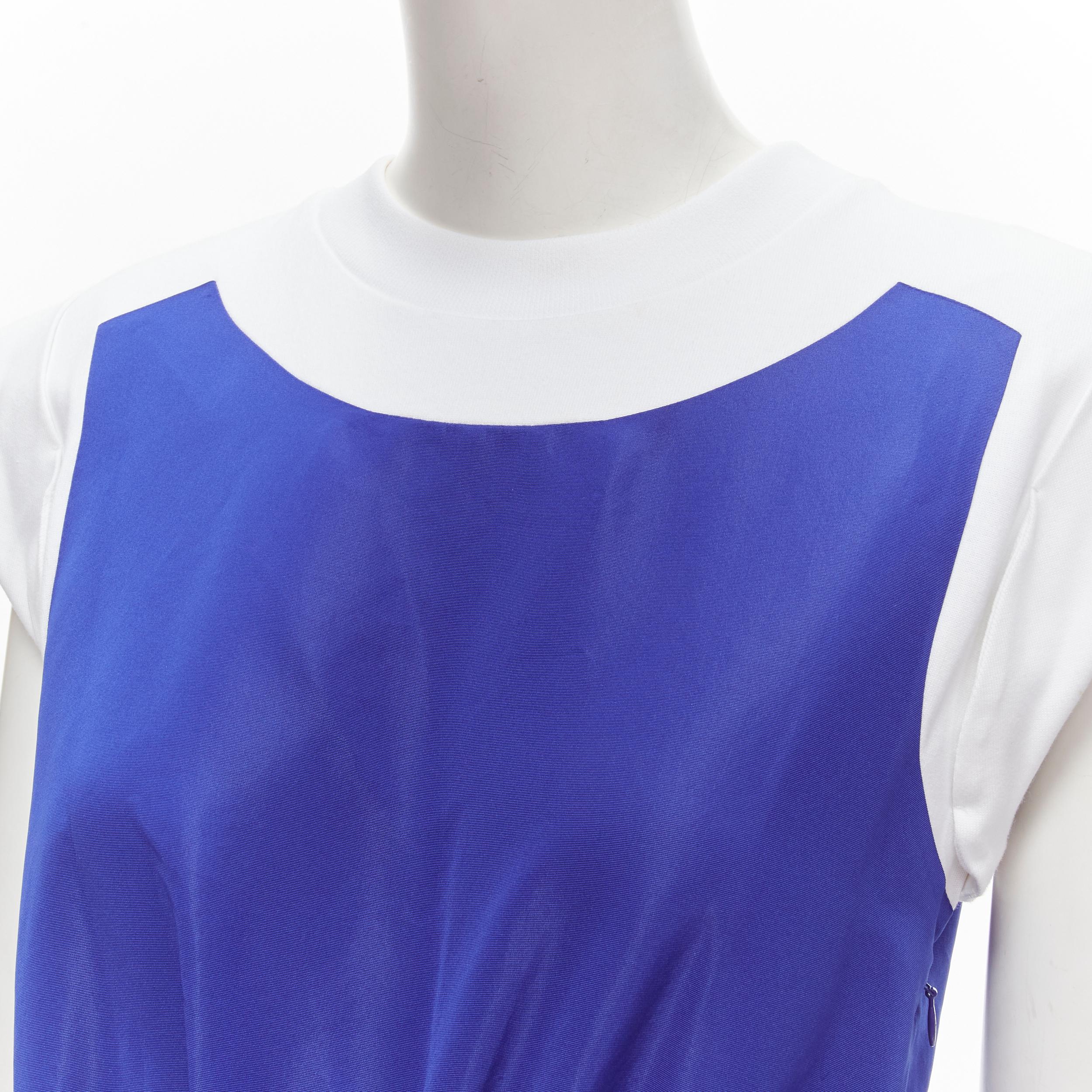 ALEXANDER MCQUEEN white cotton padded sleeveless blue taffeta dress IT38 XS 3