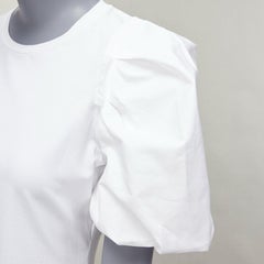 ALEXANDER MCQUEEN white cotton puff short sleeves fitted tshirt top IT38 XS