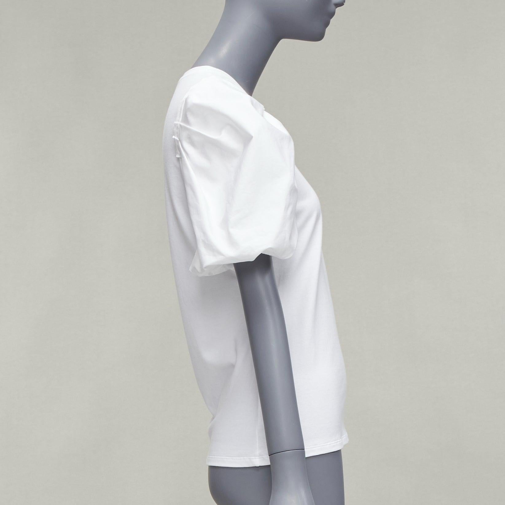 Alexander McQueen in cotone bianco a maniche corte a sbuffo, top tshirt aderente IT38 XS In condizioni ottime in vendita a Hong Kong, NT