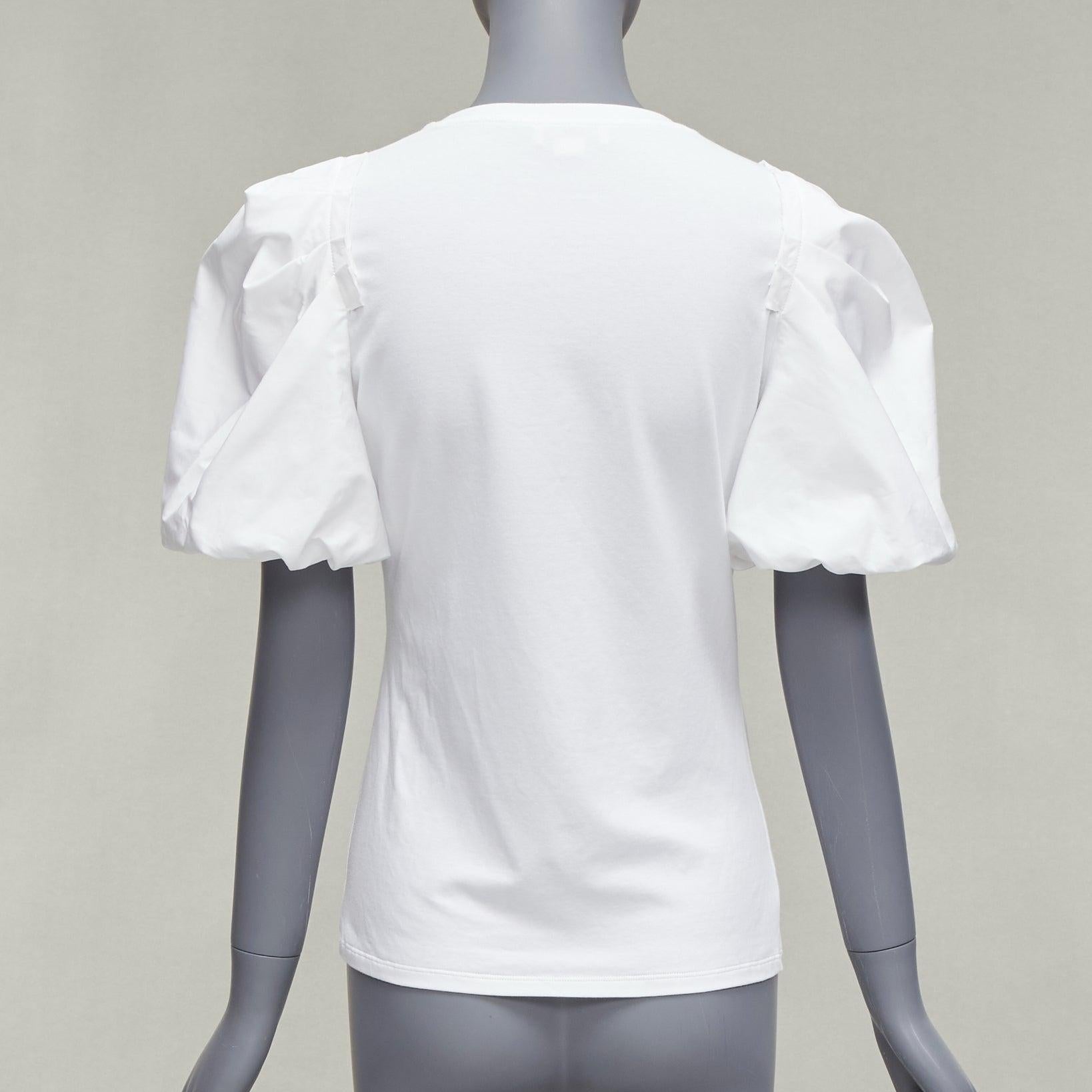 Donna Alexander McQueen in cotone bianco a maniche corte a sbuffo, top tshirt aderente IT38 XS in vendita