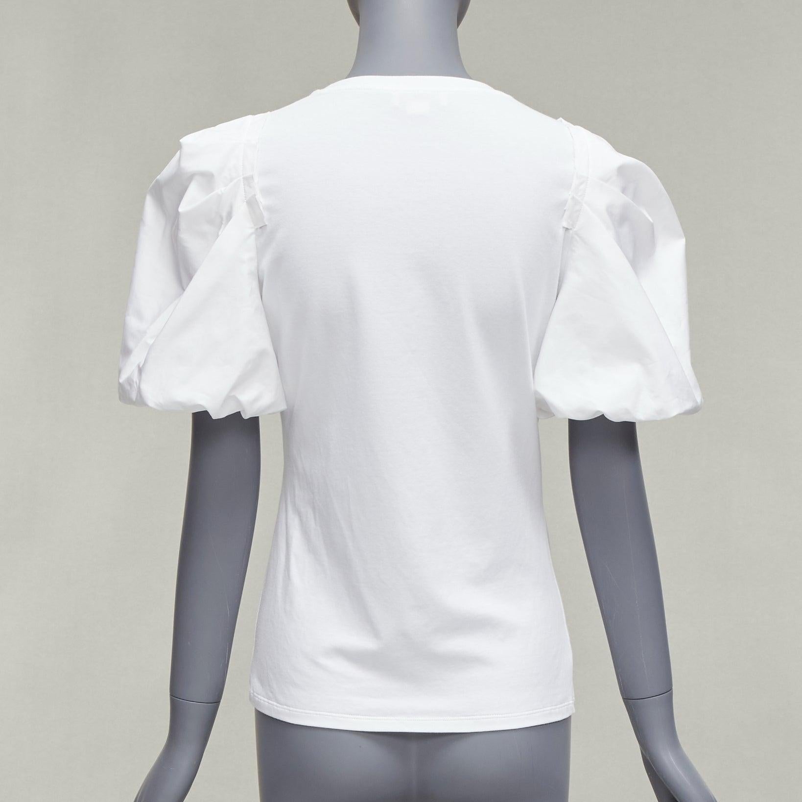 ALEXANDER MCQUEEN white cotton puff short sleeves fitted tshirt top IT38 XS For Sale 1