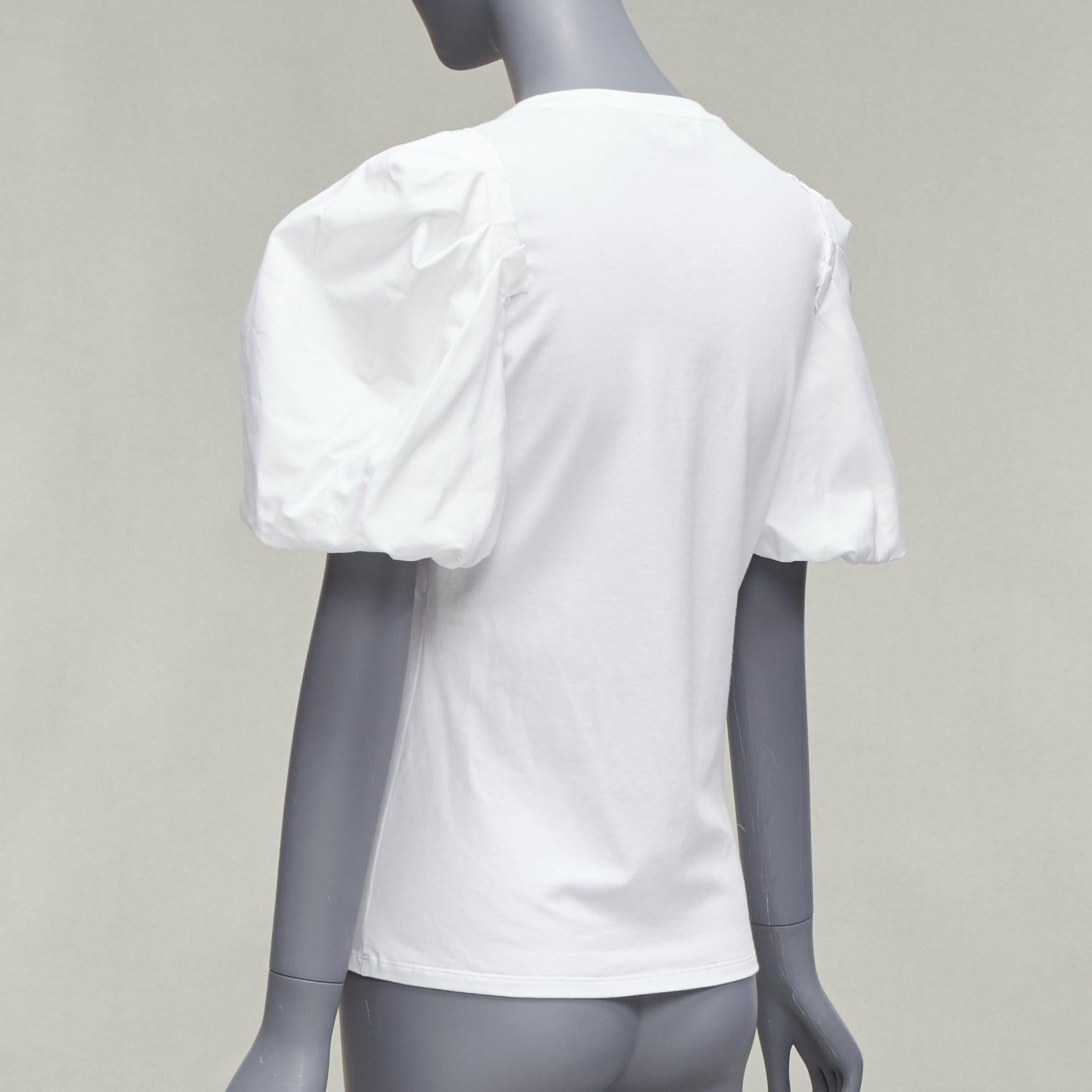 ALEXANDER MCQUEEN white cotton puff short sleeves fitted tshirt top IT38 XS For Sale 2