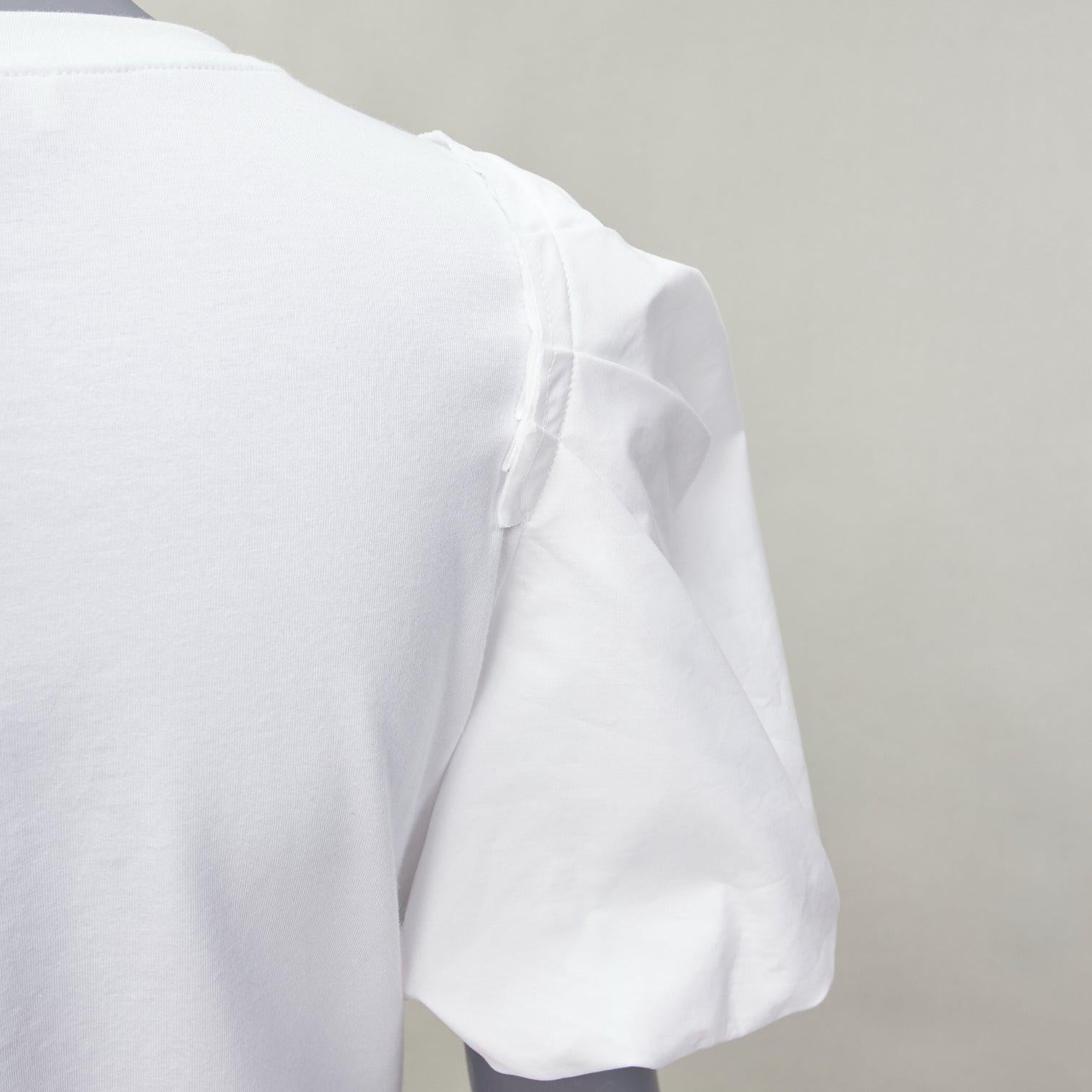 Alexander McQueen in cotone bianco a maniche corte a sbuffo, top tshirt aderente IT38 XS in vendita 2