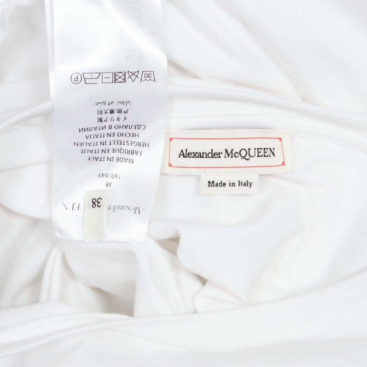 Alexander McQueen in cotone bianco a maniche corte a sbuffo, top tshirt aderente IT38 XS in vendita 3