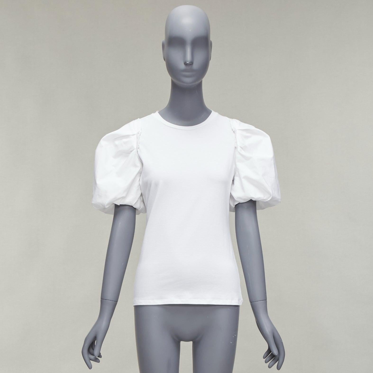 Alexander McQueen in cotone bianco a maniche corte a sbuffo, top tshirt aderente IT38 XS in vendita 4