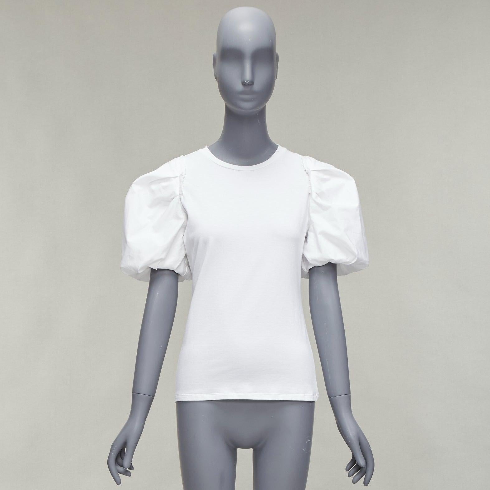 ALEXANDER MCQUEEN white cotton puff short sleeves fitted tshirt top IT38 XS For Sale 5