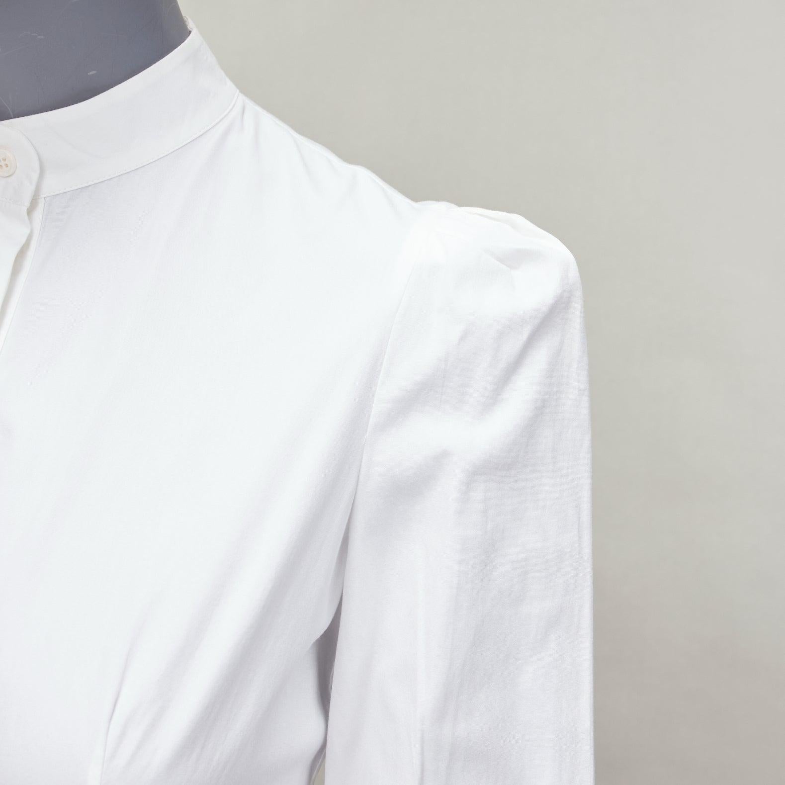 ALEXANDER MCQUEEN white cotton puff shoulder peplum fitted dress shirt IT36 XXS For Sale 3