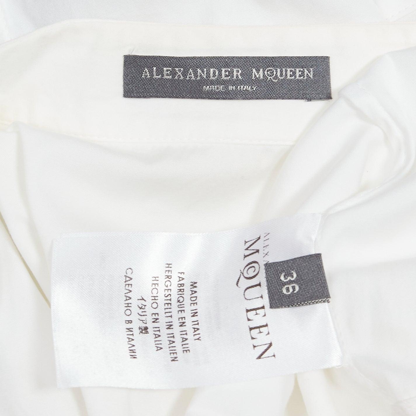 ALEXANDER MCQUEEN white cotton puff shoulder peplum fitted dress shirt IT36 XXS For Sale 5