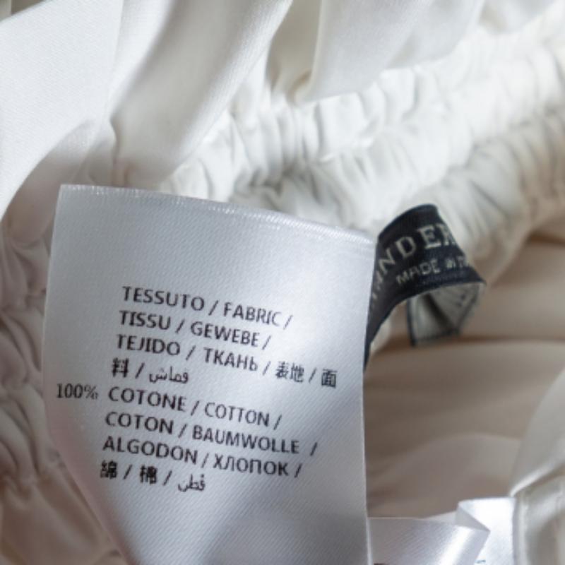 Alexander McQueen Weißes gerafftes gestuftes schulterfreies Midikleid aus Baumwolle M 2