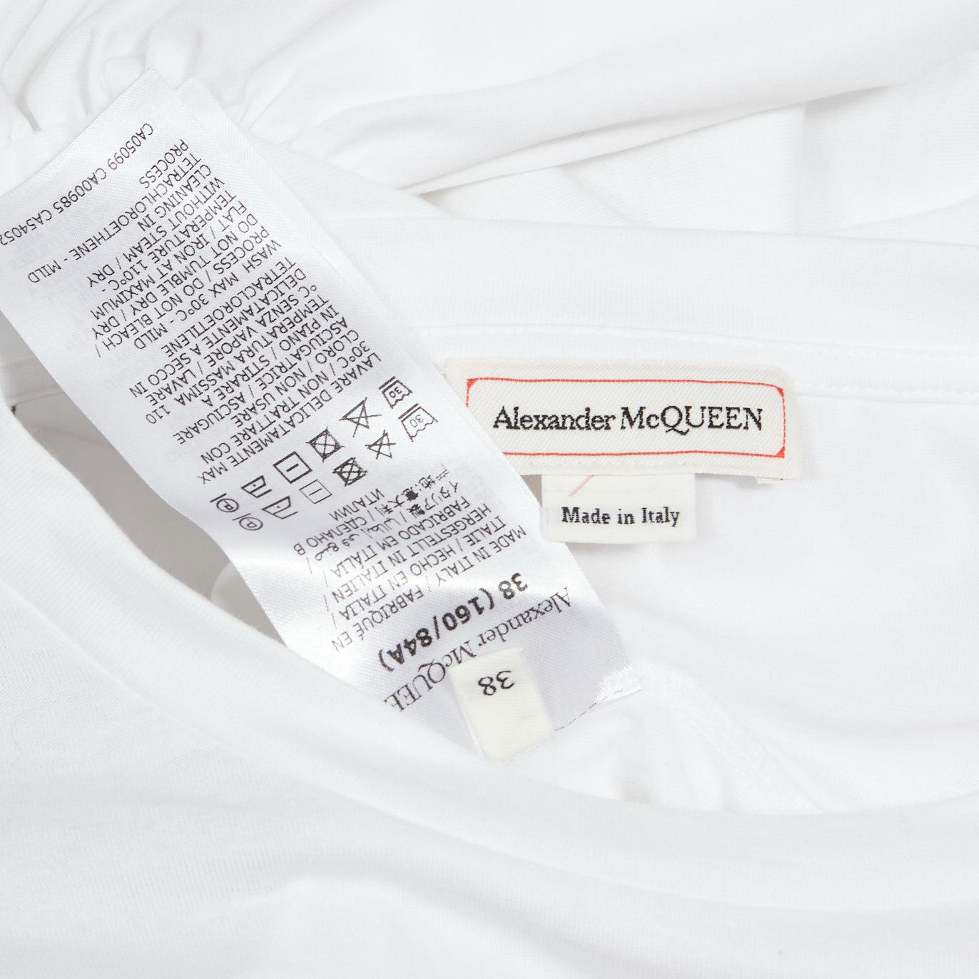 ALEXANDER MCQUEEN white cotton ruffle sleeve crew neck crop top IT38 XS For Sale 4