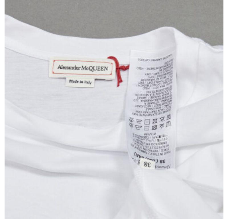 ALEXANDER MCQUEEN white cotton ruffle sleeve crew neck tshirt IT38 XS For Sale 3