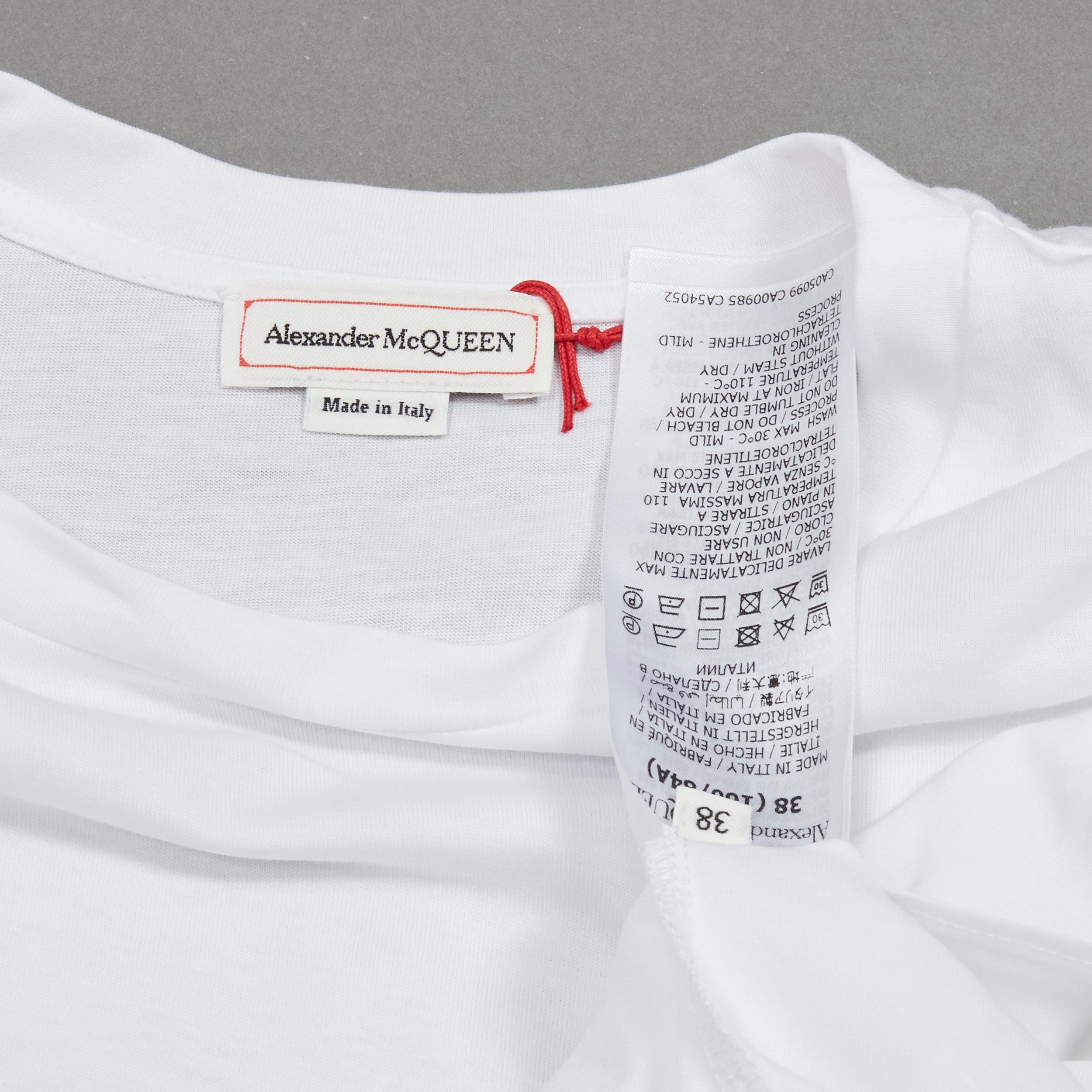 ALEXANDER MCQUEEN white cotton ruffle sleeve crew neck tshirt XS IT38 For Sale 3