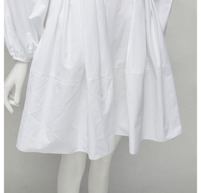 ALEXANDER MCQUEEN white cotton silver zip front puff sleeve flared dress IT36 XS For Sale 5