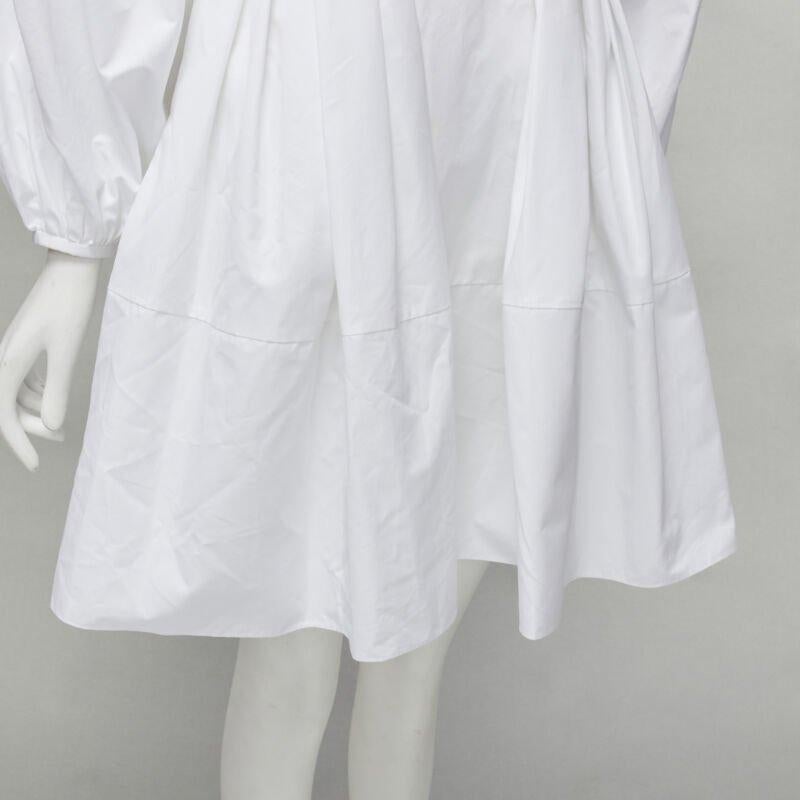 ALEXANDER MCQUEEN white cotton silver zip front puff sleeve flared dress IT36 XS For Sale 4