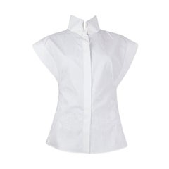 Alexander McQueen white cotton SLEEVELESS Button Up Shirt 44 L