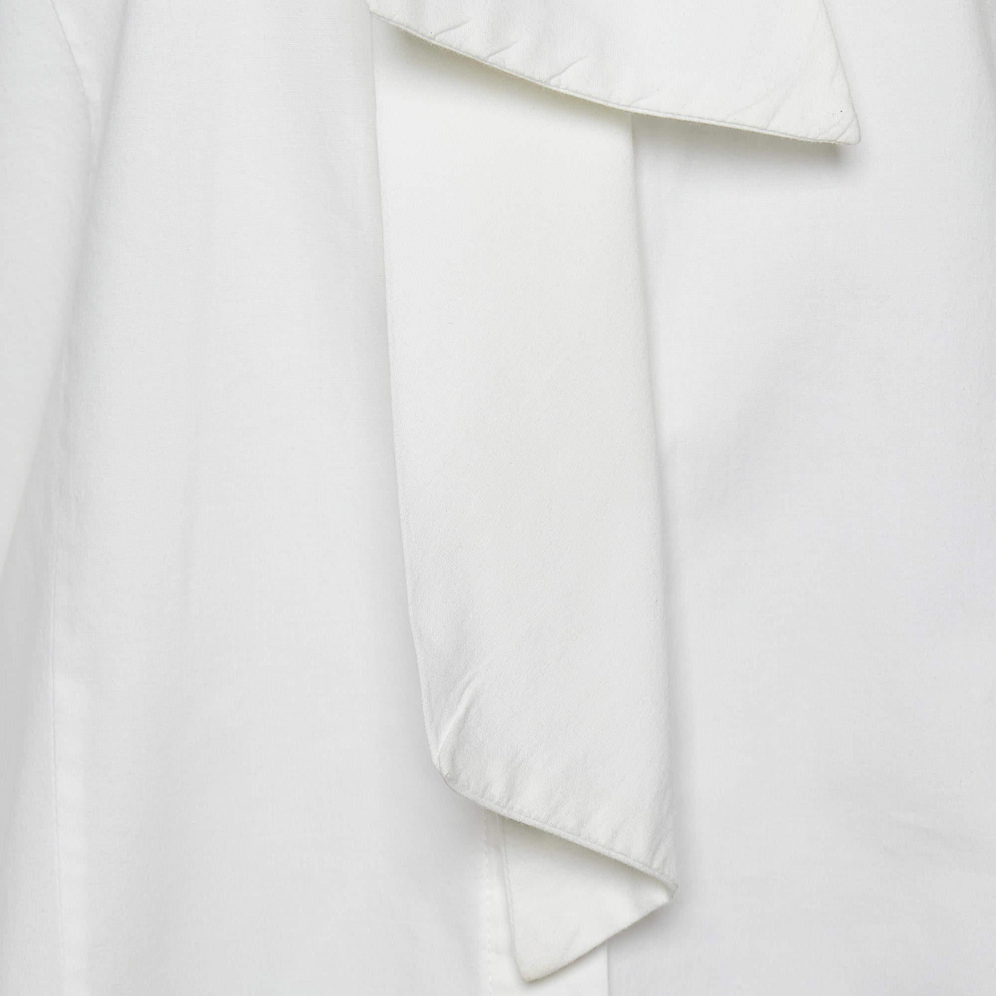 Alexander McQueen White Cotton Tie Detail Shirt S In Good Condition For Sale In Dubai, Al Qouz 2