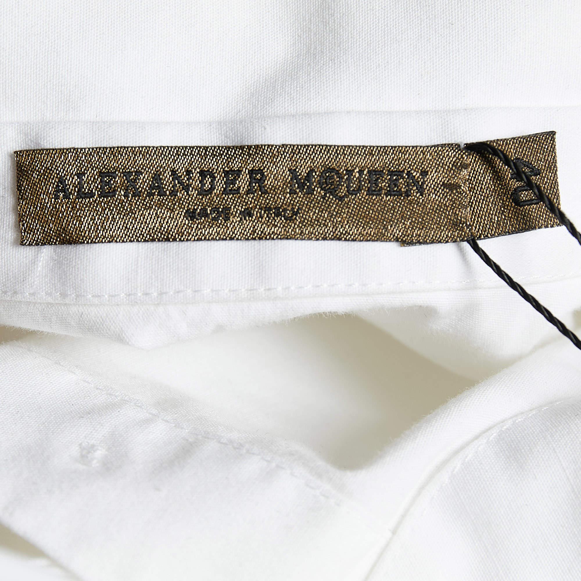 Women's Alexander McQueen White Cotton Tie Detail Shirt S For Sale