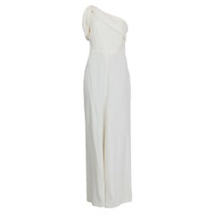 ALEXANDER MCQUEEN white CREPE ONE SHOULDER WIDE LEG Jumpsuit 40 S