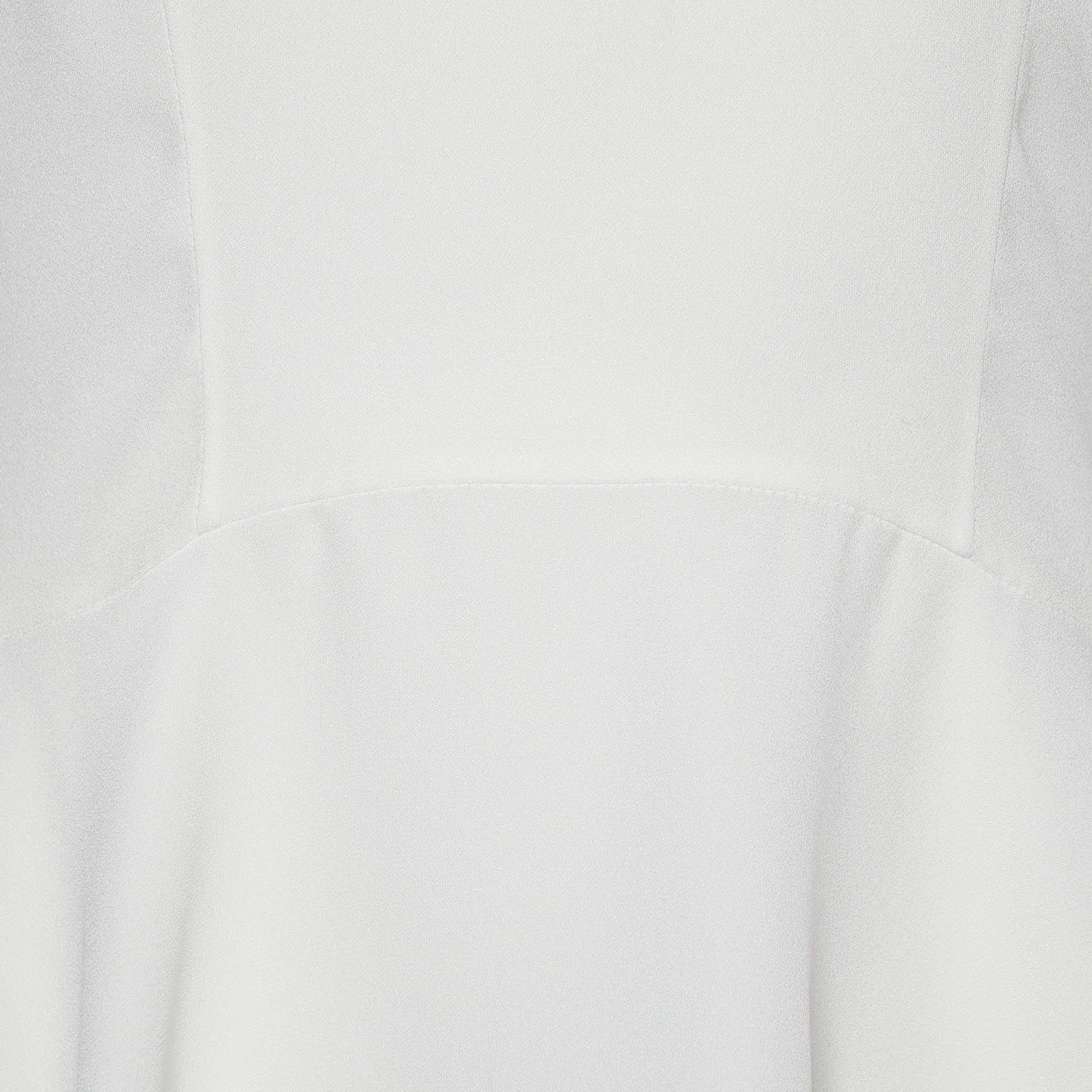 Gray Alexander McQueen White Crepe Sleeveless Asymmetric Peplum Top M