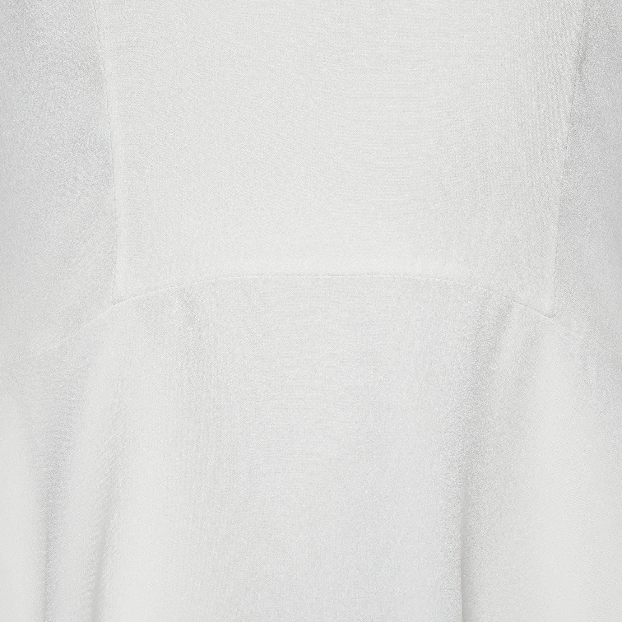 Gray Alexander McQueen White Crepe Sleeveless Asymmetric Peplum Top M