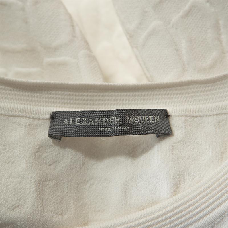 Alexander McQueen White Crocodile Embossed Stretch Knit Dress M In Good Condition In Dubai, Al Qouz 2