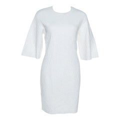 Alexander McQueen White Crocodile Embossed Stretch Knit Dress M