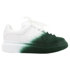 Alexander McQueen Weiße & dunkelgrüne Ombre-Turnschuhe mit Schnallen