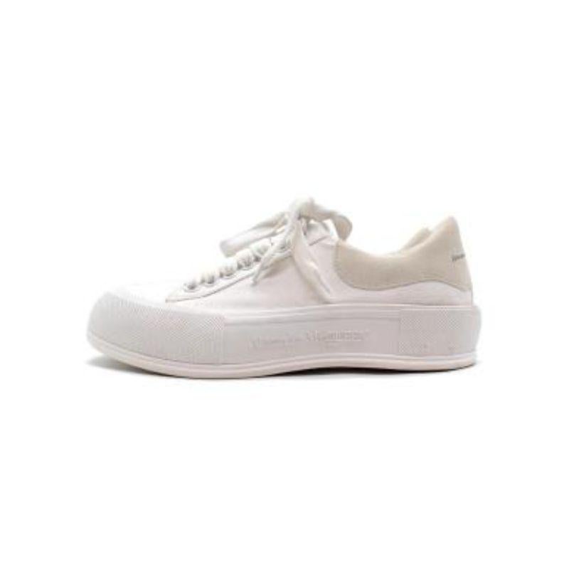 Alexander McQueen White Deck Lace Plimsoll Trainers For Sale 1