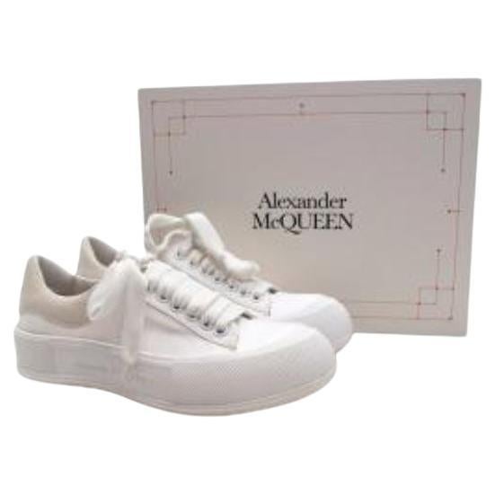 Alexander McQueen White Deck Lace Plimsoll Trainers For Sale